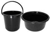 Heart Home 2 Pieces Plastic Bucket & Tub Set (Black)